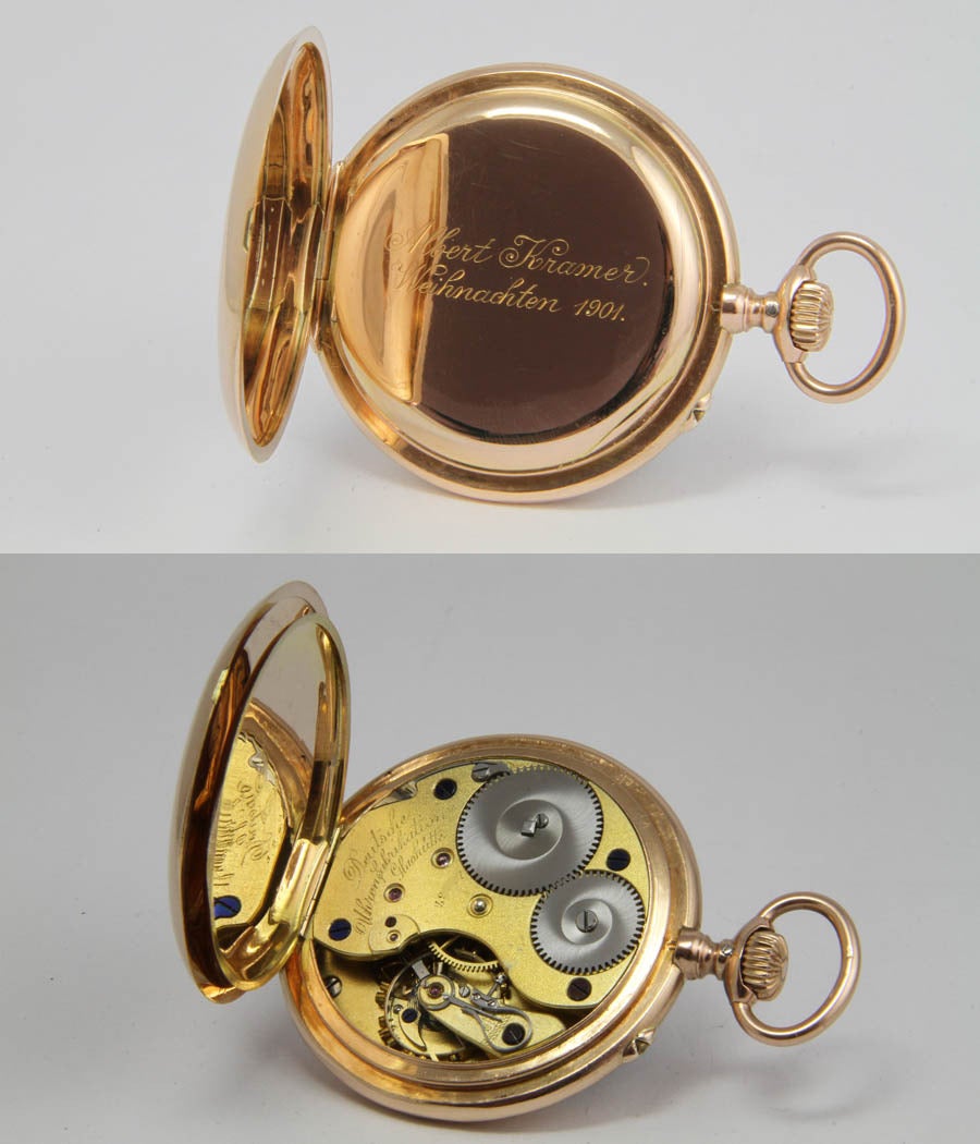 A. Lange & Sohne Rose Gold DUF Pocket Watch 1901 In Excellent Condition In Munich, Bavaria