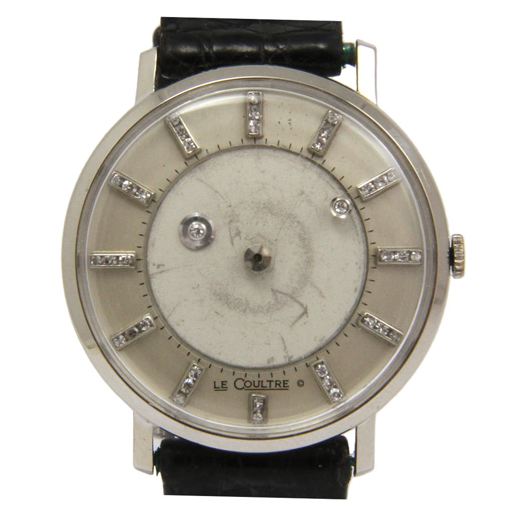 Vacheron Constantin LeCoultre White Gold Rare Mysterieuse Wristwatch circa 1950 For Sale