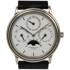 Retro Audemars Piguet White Gold Quantieme Perpetuel Classique Wristwatch Ref BA 25548