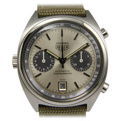 Vintage Heuer Carrera Steel Automatic Chronograph Wristwatch Ref 110.253