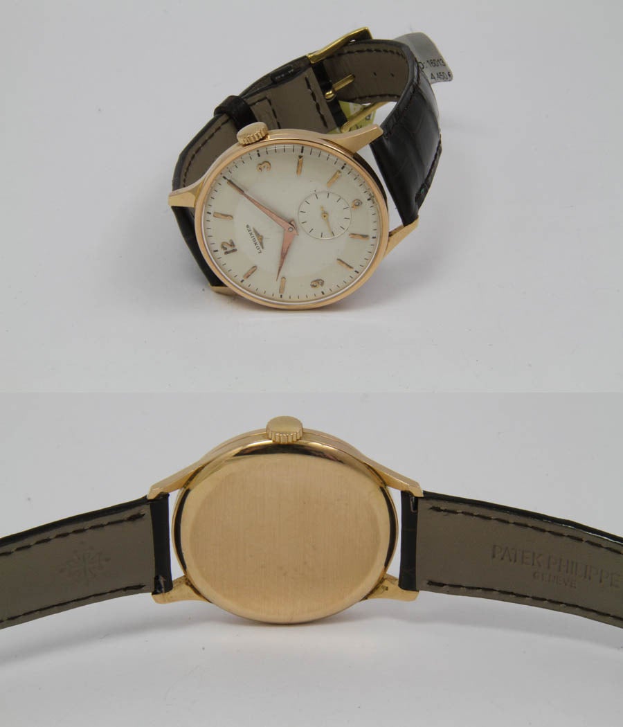 Women's or Men's Longines Rose Gold Manual Wind Wristwatch For Sale