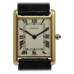 Cartier Paris Yellow Gold Manual Wind Tank Wristwatch