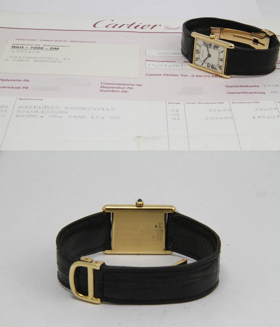 Women's Cartier Paris Yellow Gold Manual Wind Tank Wristwatch