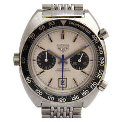 Retro Heuer Stainless Steel Autavia Jo Siffert Chronograph Wristwatch with Date