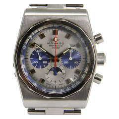 Vintage Movado Stainless Steel Astronic Triple-Calendar Chronograph Wristwatch