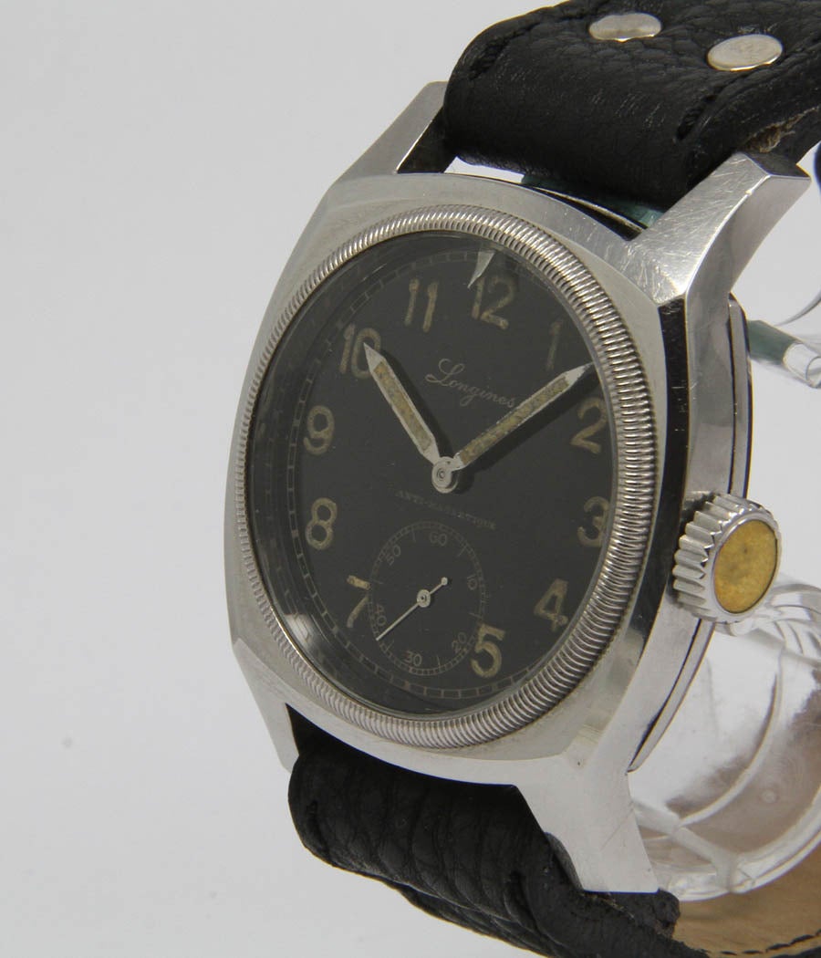 Longines Stainless Steel Rare Aviator Wristwatch In Excellent Condition In Munich, Bavaria