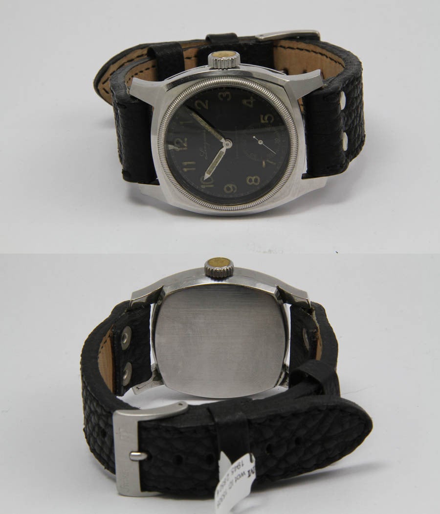 Women's or Men's Longines Stainless Steel Rare Aviator Wristwatch