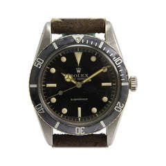 Rolex Stainless Steel Submariner Wristwatch Ref 6205 circa 1954