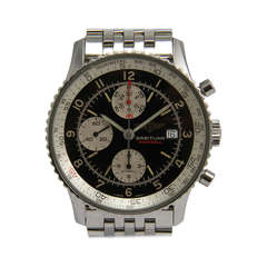 Vintage Breitling Stainless Steel Navitimer Football Chronograph Wristwatch circa 1992