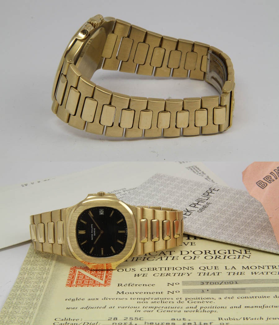 Women's or Men's Patek Philippe Yellow Gold Nautilus Automatic Wristwatch Ref 3700