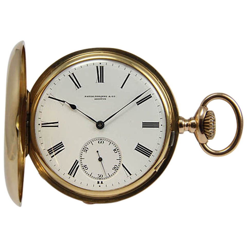 Patek Philippe & Cie. Geneve Yellow Gold Hunting Case Pocket Watch For Sale