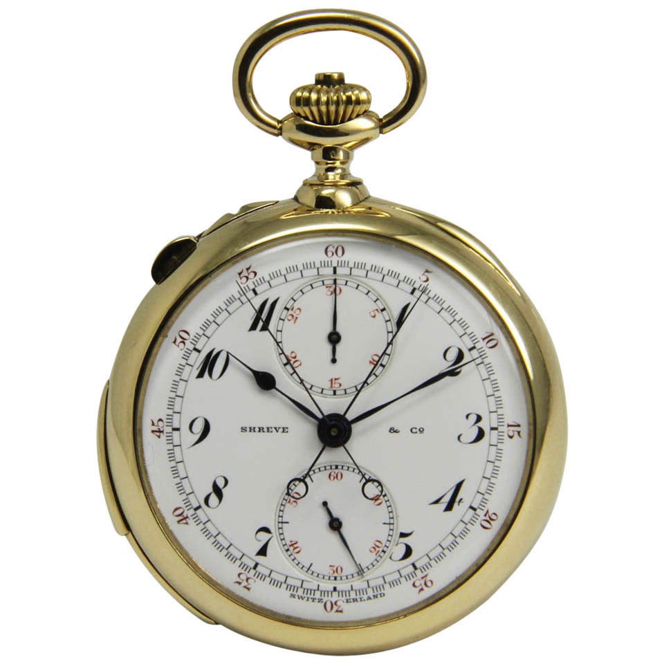 Patek Philippe Yellow Gold Minute Repeater Split Second Chronograph Pocket Watch For Sale