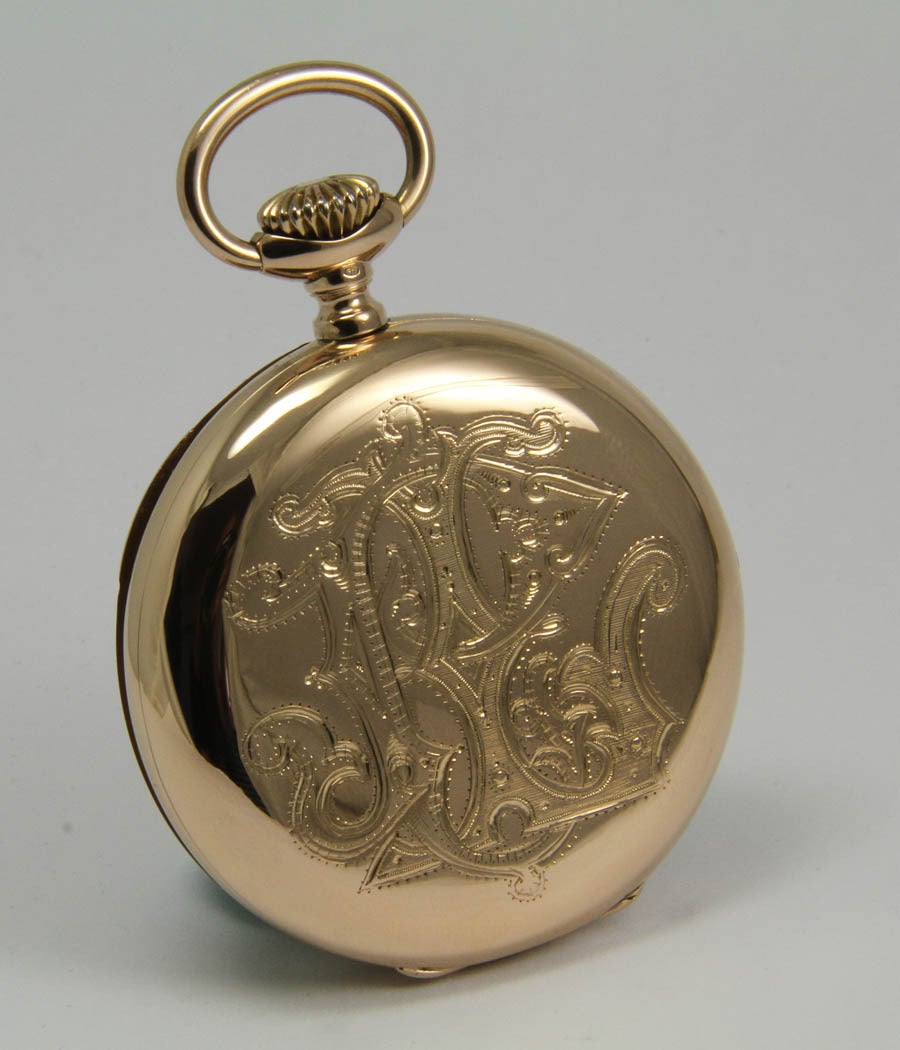 Women's or Men's Patek Philippe & Cie. Geneve Yellow Gold Hunting Case Pocket Watch For Sale