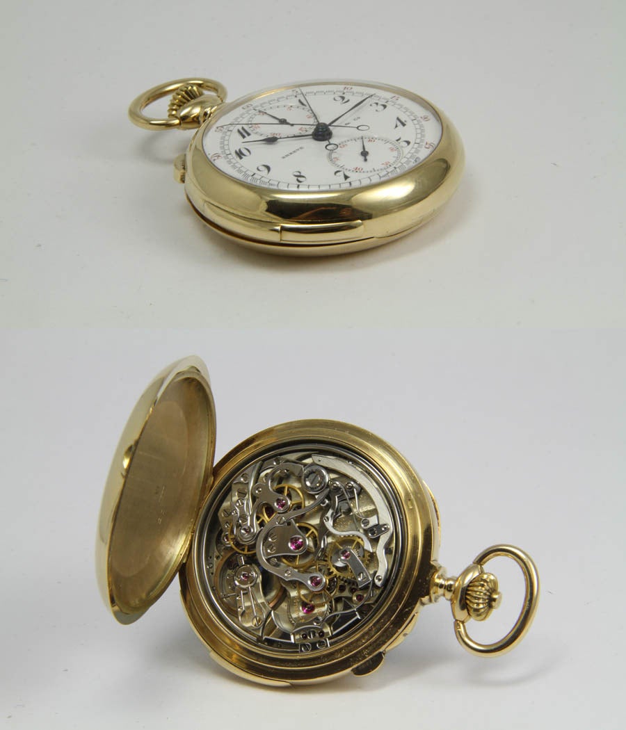 Gelbgold-Repeater-Taschenuhr mit geteiltem zweitem Chronographen von Patek Philippe im Zustand „Hervorragend“ im Angebot in Munich, Bavaria