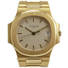 Vintage Patek Philippe Yellow Gold Nautilus Wristwatch Ref 3800 circa 1998