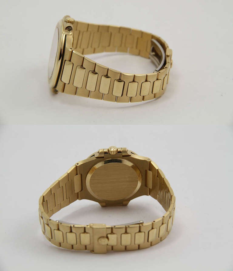 Men's Patek Philippe Yellow Gold Nautilus Wristwatch Ref 3800 circa 1998