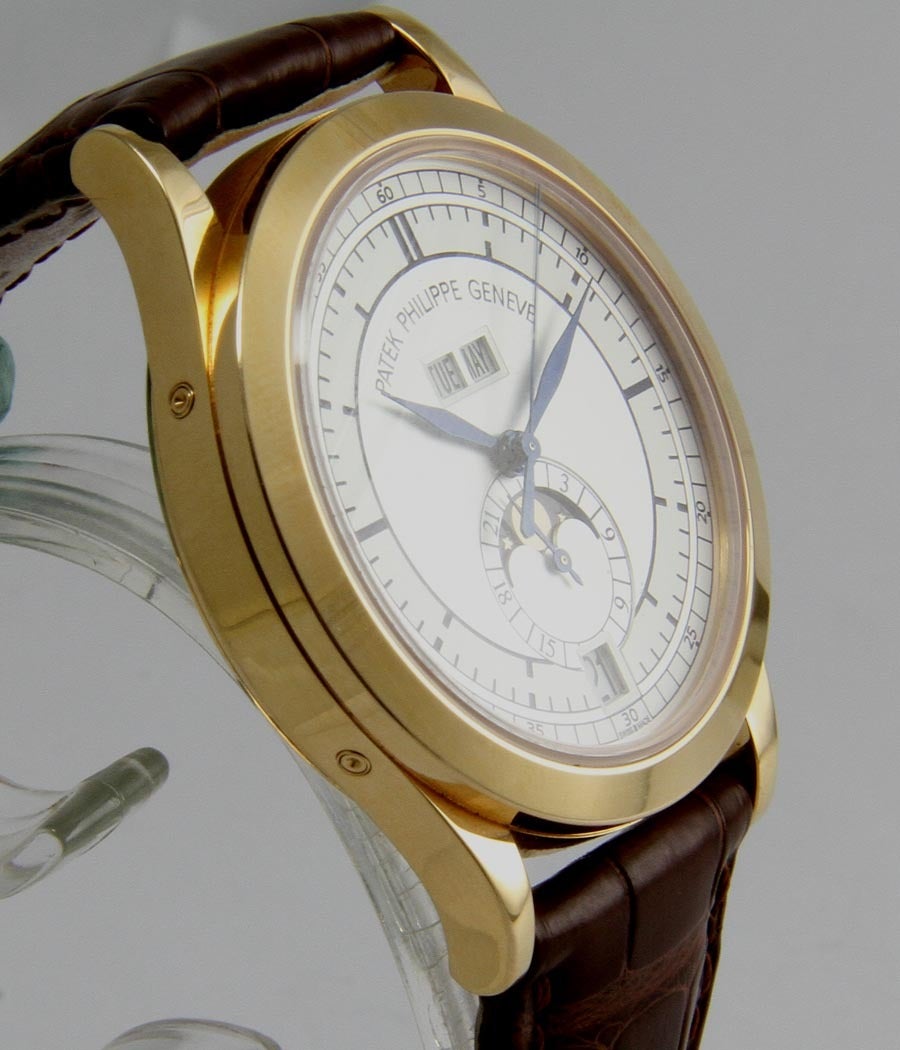 Calatrava Ref. 5396 R
CASE 
pink-gold, sapphire crystal, sapphire crystal case back, d=38mm

MOVEMENT 
caliber PP 324 S QA LU 24 H, chronometer, seal of Geneva, 24-hour-indicator, day date and month, annual calendar, moon phases

BRACELET