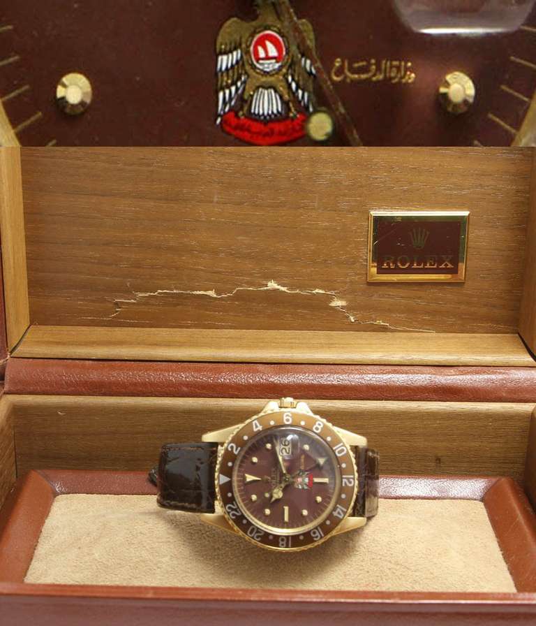 Rolex Yellow Gold GMT-Master Wristwatch Ref 1675 with UAE Dial circa 1972 2
