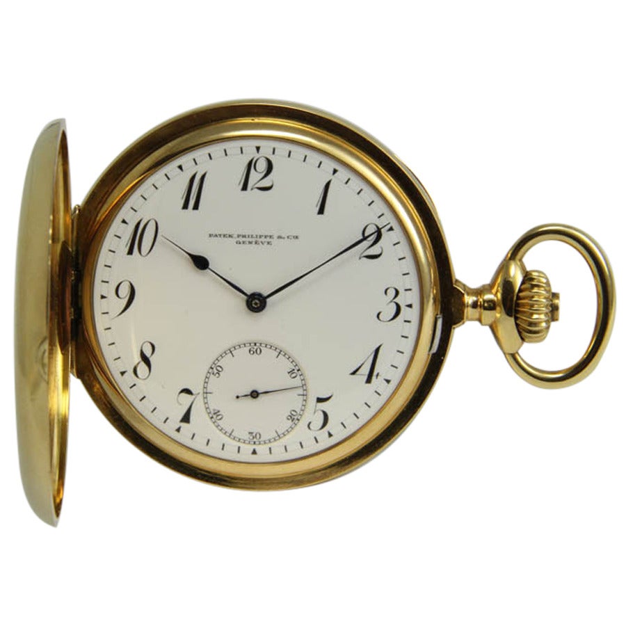 Patek Philippe Yellow Gold Hunting Case Pocket Watch For Sale