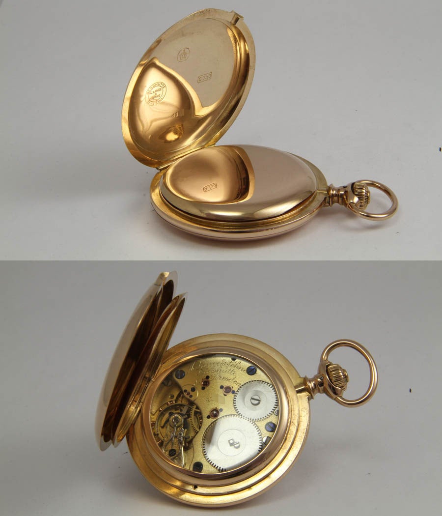 A. Lange & Söhne Rose Gold Hunter Pocket Watch For Sale 3
