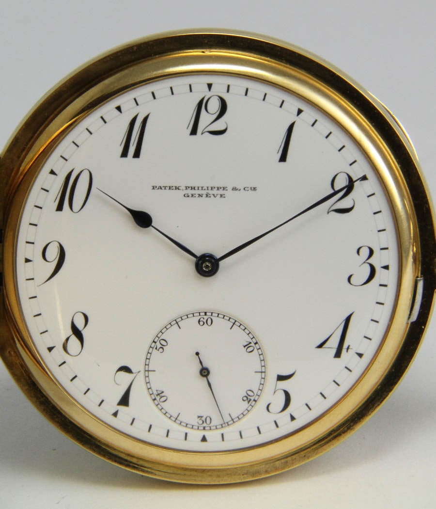 Taschenuhr Very nice gold hunting case pocket watch
PATEK, PHILIPPE & Cie
GENÈVE 
CASE 
yellow-gold, 18ct, 55mm, 150gramm

MOVEMENT 
manual wind

DIAL 
enemal

very nice condition