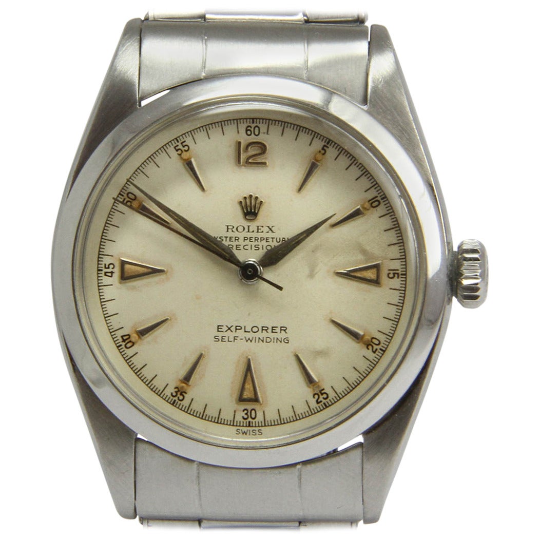 Rolex Stainless Steel Explorer Sir Edmund Hillary Wristwatch Ref 6298 For Sale