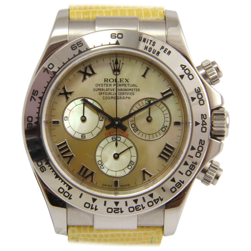 Rolex White Gold Daytona The Beach Wristwatch Ref 116519 For Sale
