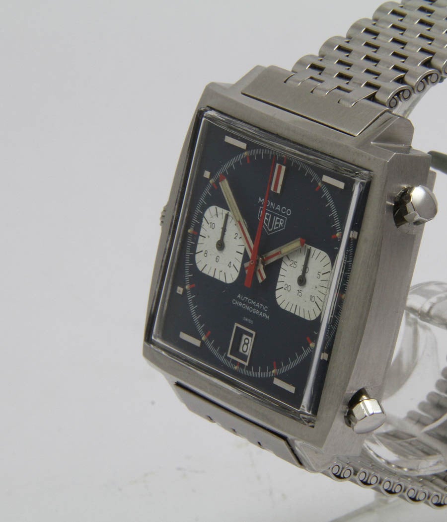 Heuer Stainless Steel Monaco Steve McQueen Automatic Wristwatch Ref 1133 In Excellent Condition In Munich, Bavaria