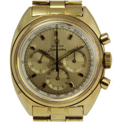 Retro Omega Yellow Gold Seamaster Chronograph Wristwatch Ref 145.016