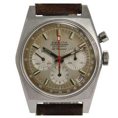 Vintage Zenith Stainless Steel El Primero Chronograph Wristwatch with Date