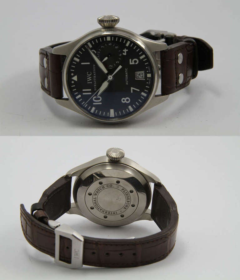 Women's or Men's IWC White Gold Fliegeruhr Big Pilot Wristwatch