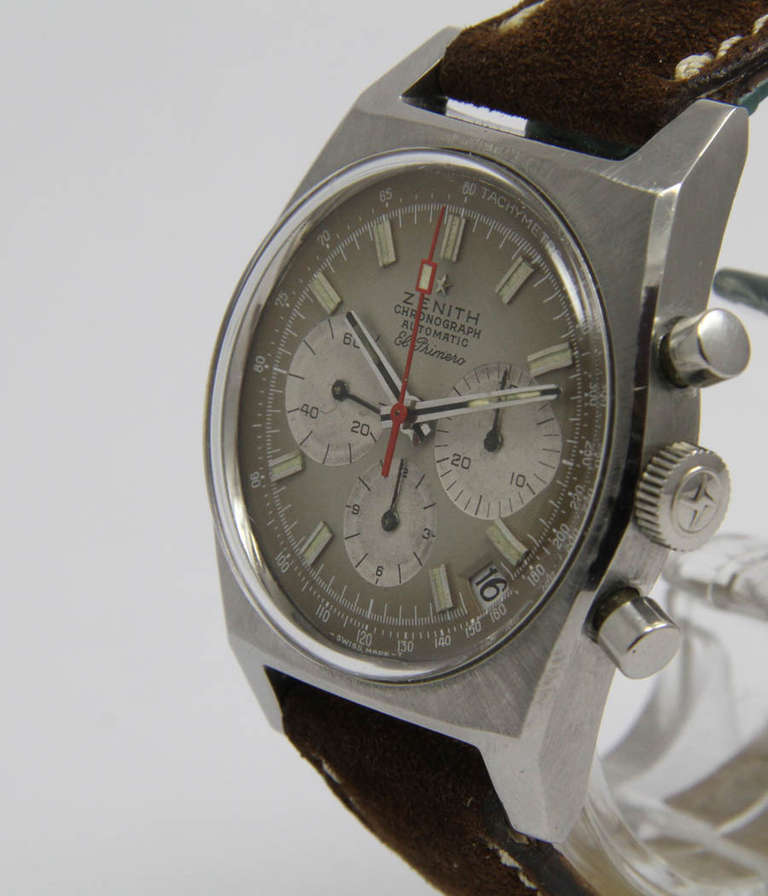 Zenith Stainless Steel El Primero Chronograph Wristwatch with Date In Good Condition In Munich, Bavaria