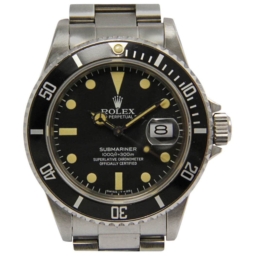 Rolex Stainless Steel Submariner Chronometer Automatic Wristwatch Ref 16800
