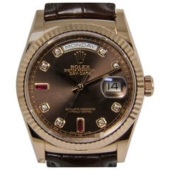 Rolex Everose Gold Day Date Chronometer Automatic Wristwatch Ref 118135