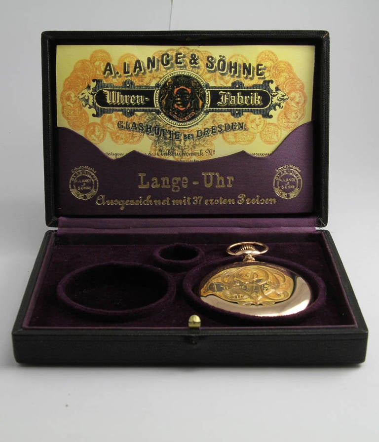 A. Lange & Sohne Rose Gold Hunter Cased Pocket Watch circa 1908 1