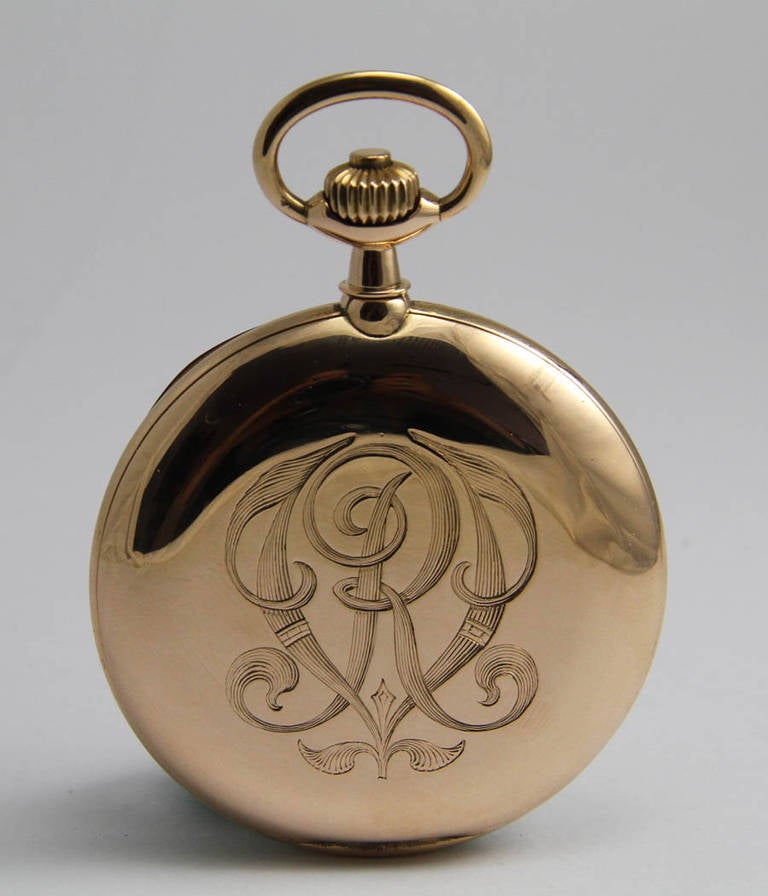 A. Lange & Sohne Rose Gold Hunter Cased Pocket Watch circa 1908 In Excellent Condition In Munich, Bavaria