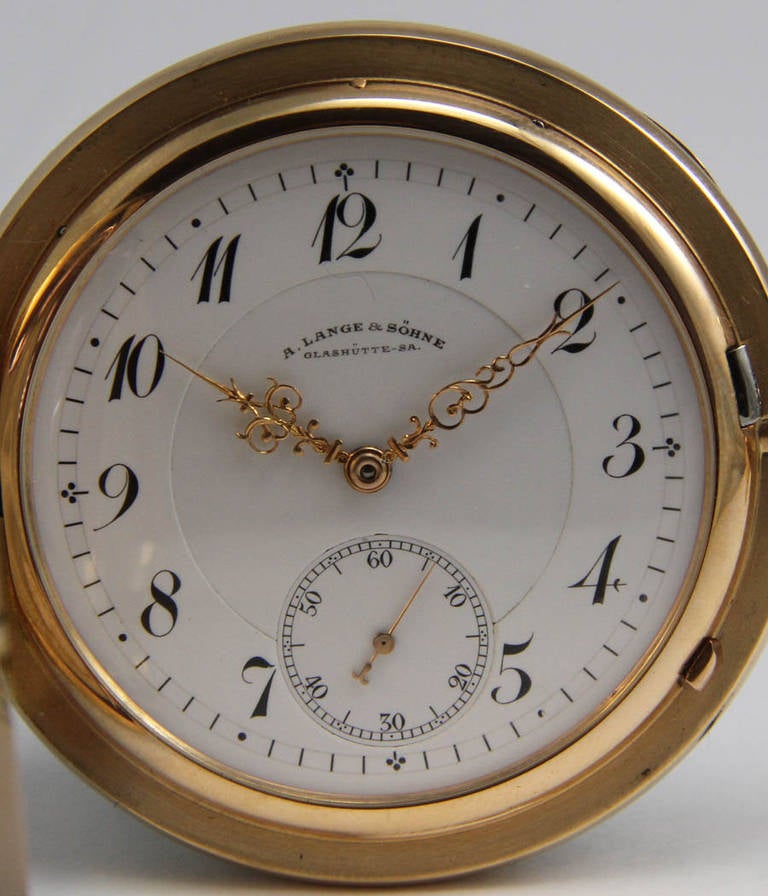 Georgian A. Lange & Sohne Rose Gold Hunter Cased Pocket Watch circa 1908