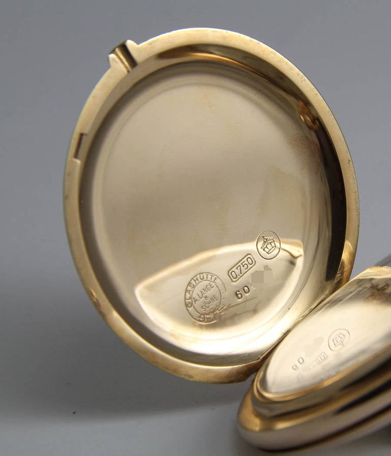 A. Lange & Sohne Rose Gold Hunter Cased Pocket Watch circa 1908 3