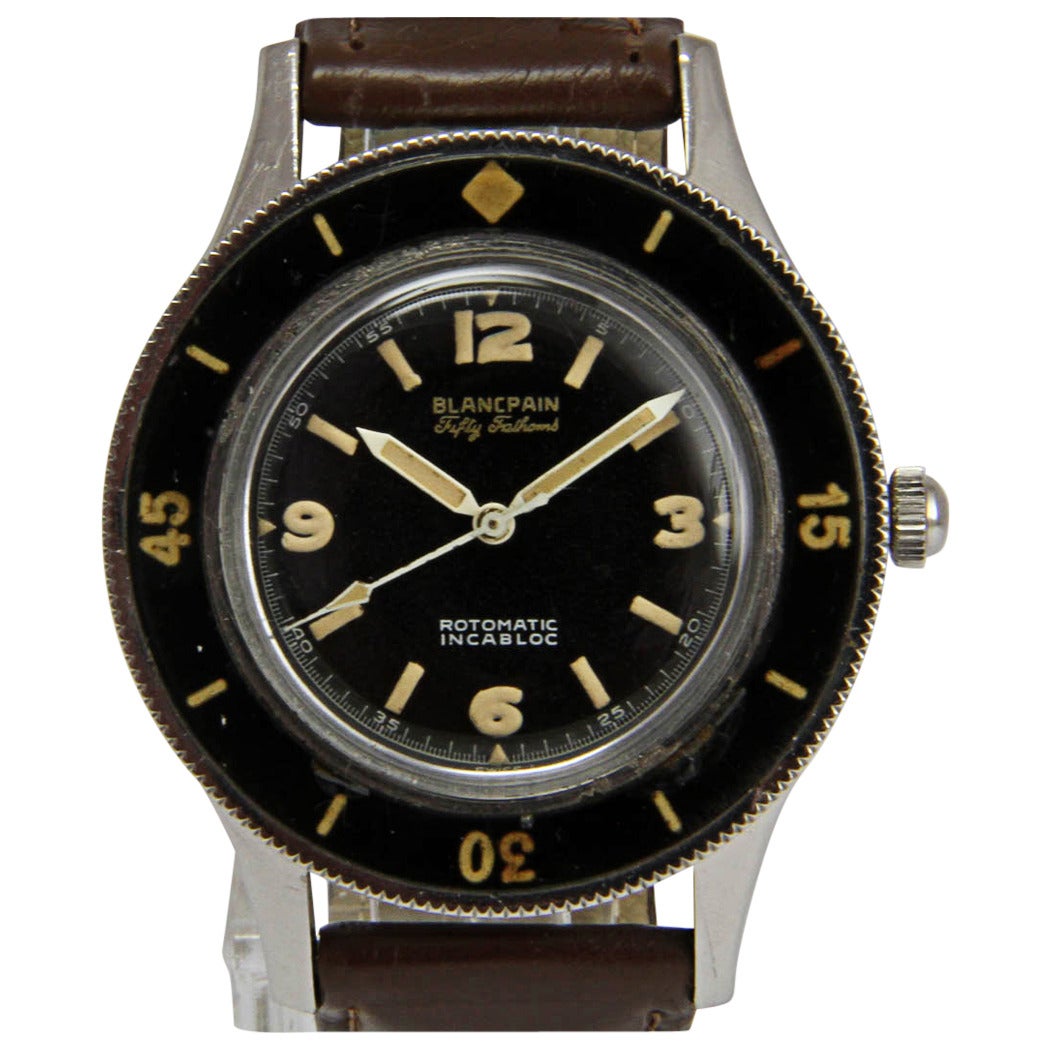 Blancpain Stainless Steel Fifty Fathoms Rotomatic Wristwatch For Sale