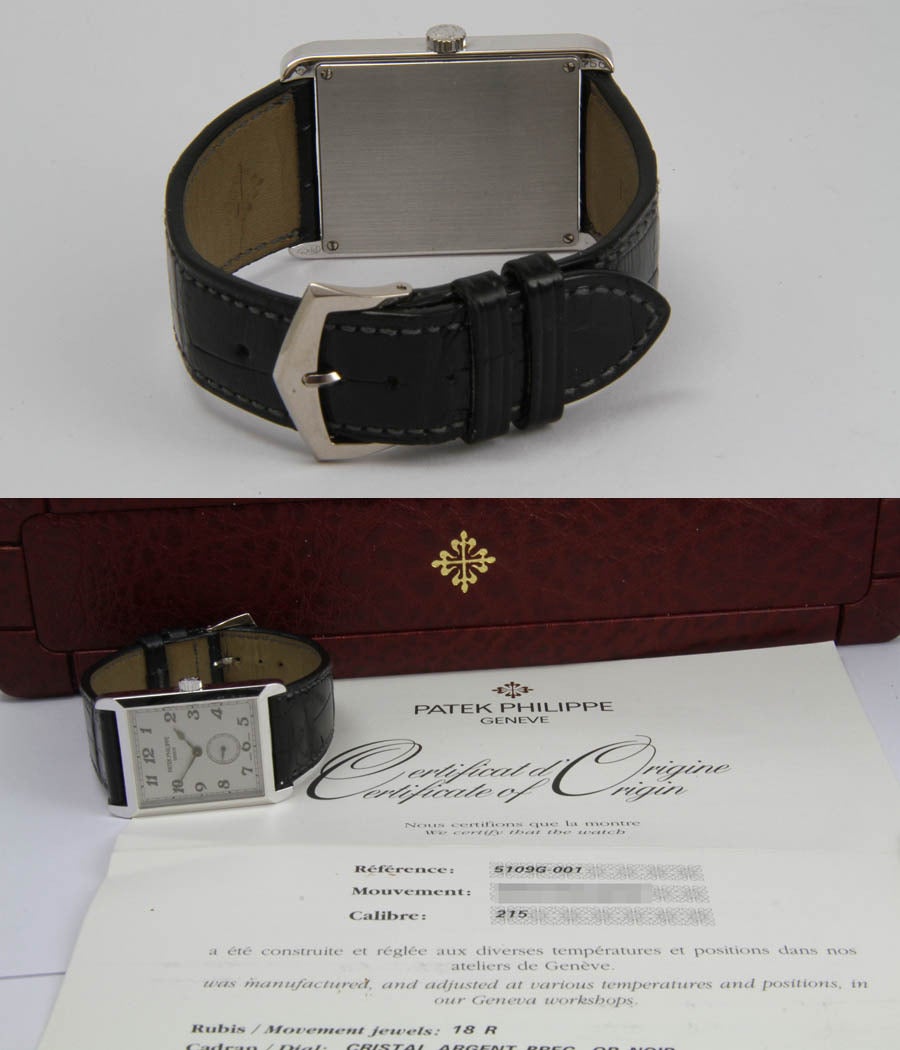 Women's or Men's Patek Philippe White Gold Rectangulaire Wristwatch Ref 5109 J
