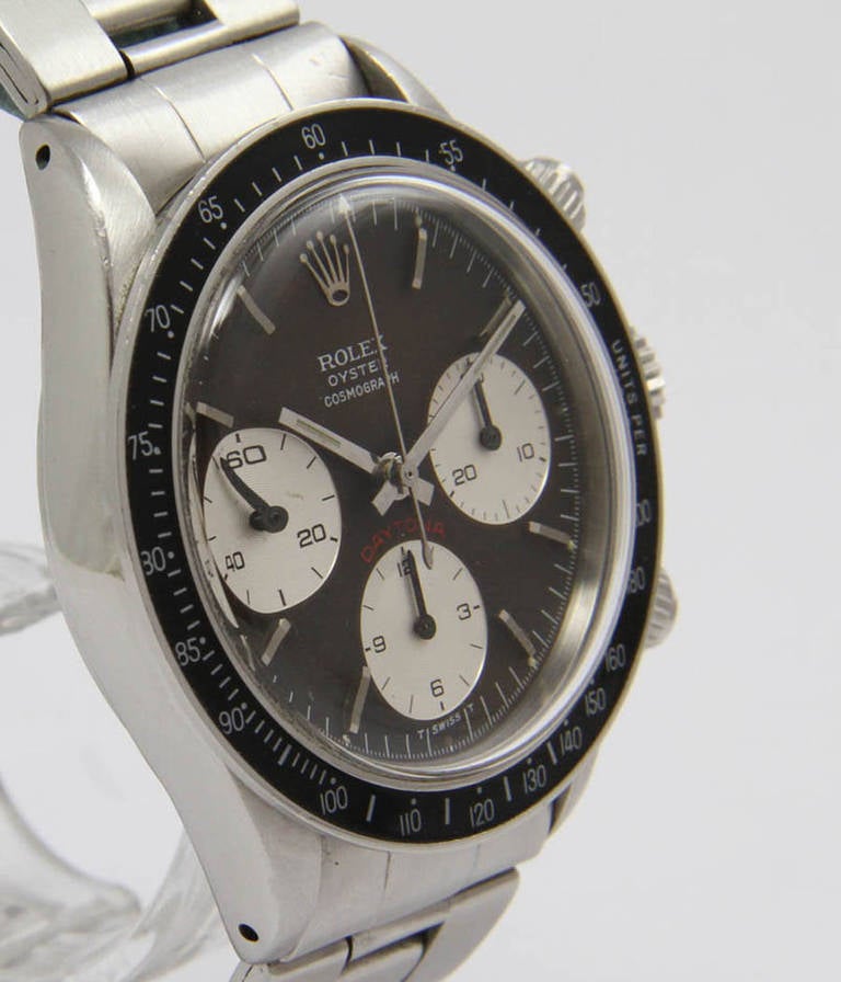 Rolex Stainless Steel Daytona Wristwatch Ref 6263 with Aged Brown Dial