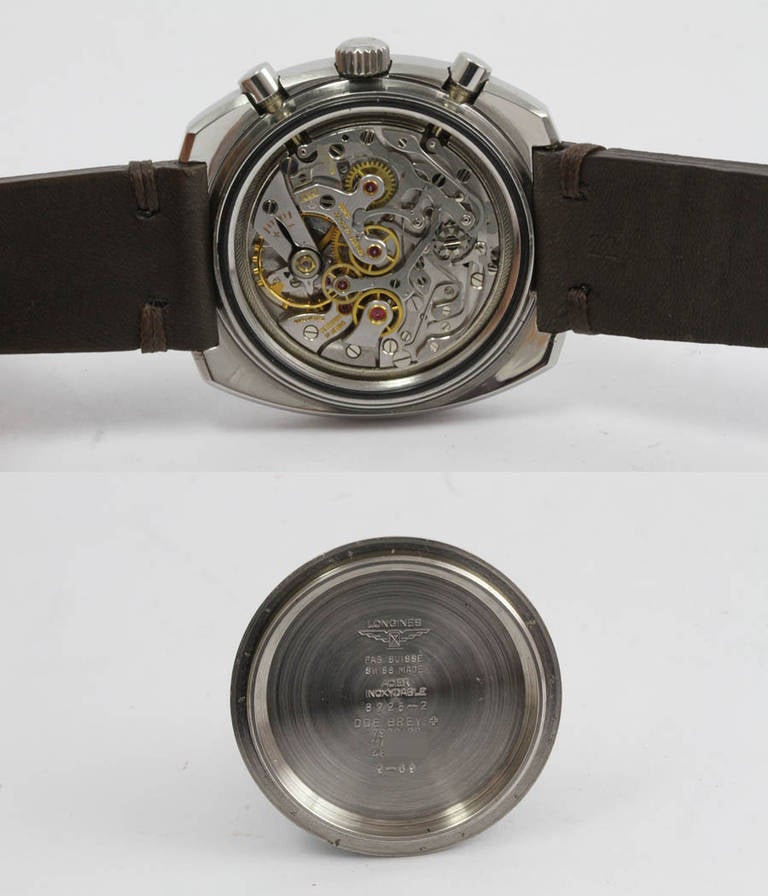 Longines Stainless Steel Chronograph Wristwatch circa 1969 In Excellent Condition For Sale In Munich, Bavaria