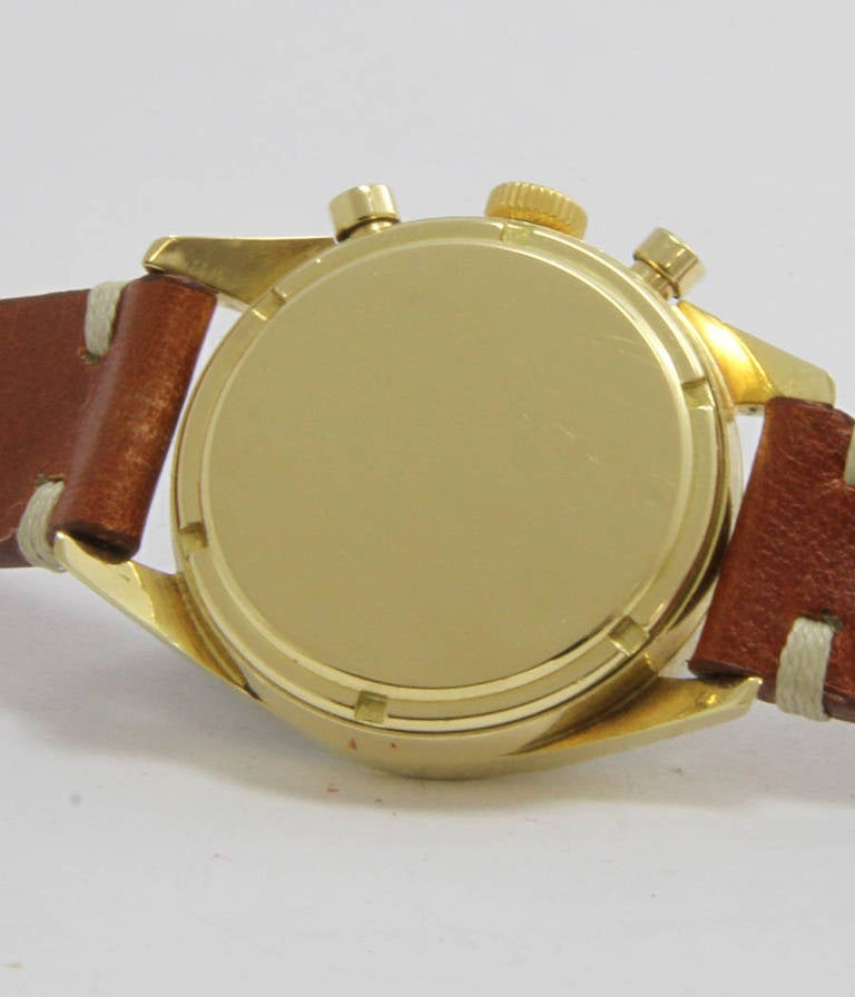Men's Heuer Yellow Gold Carrera Chronograph Wristwatch circa 1960s