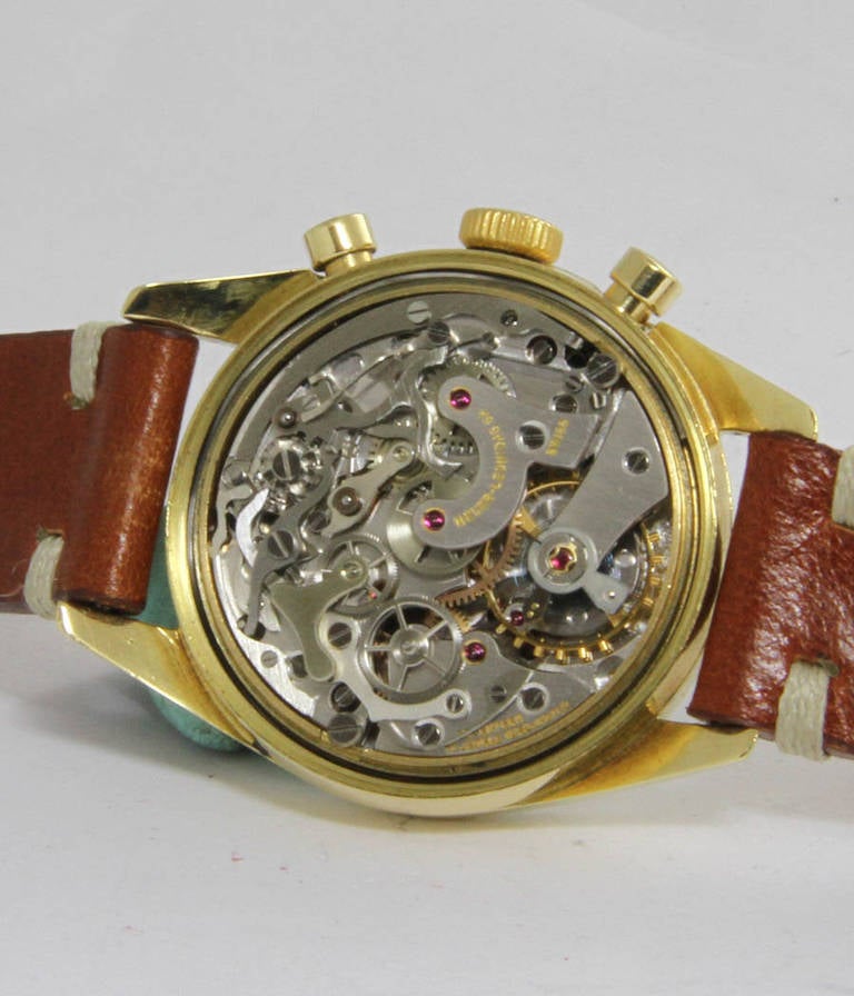 Heuer Yellow Gold Carrera Chronograph Wristwatch circa 1960s 1