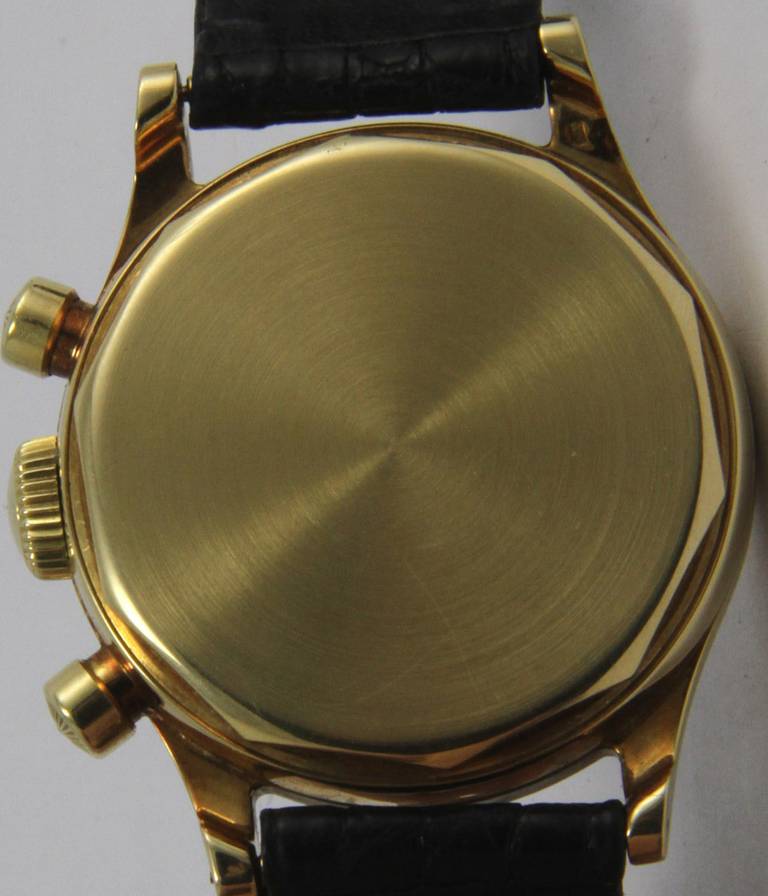 Patek Philippe Yellow Gold Chronograph Wristwatch Ref 1463 circa 1955 In Excellent Condition For Sale In Munich, Bavaria