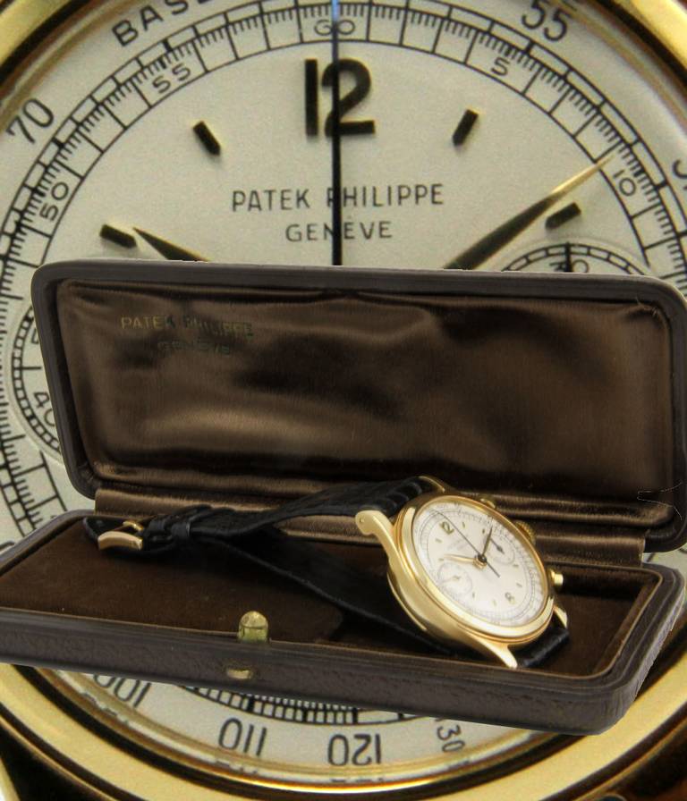 Patek Philippe Yellow Gold Chronograph Wristwatch Ref 1463 circa 1955 For Sale 2