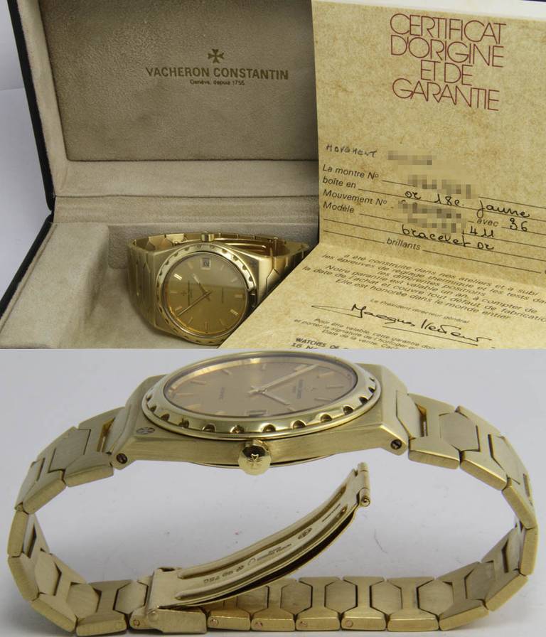Vacheron Constantin Yellow Gold 222 Automatic Wristwatch with Date circa 1982 In Excellent Condition In Munich, Bavaria