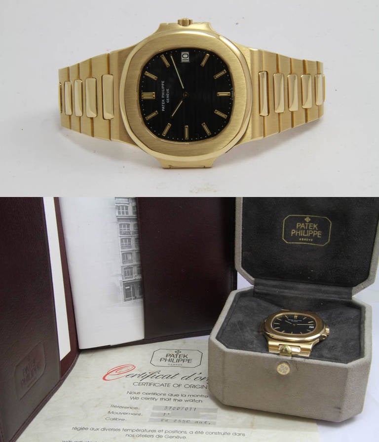 Patek Philippe Yellow Gold Jumbo Nautilus Wristwatch Ref 3700 1