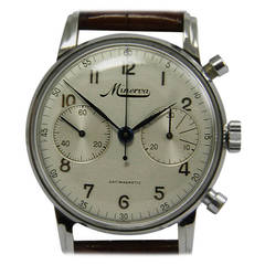 Minerva Stainless Steel Chronograph Wristwatch