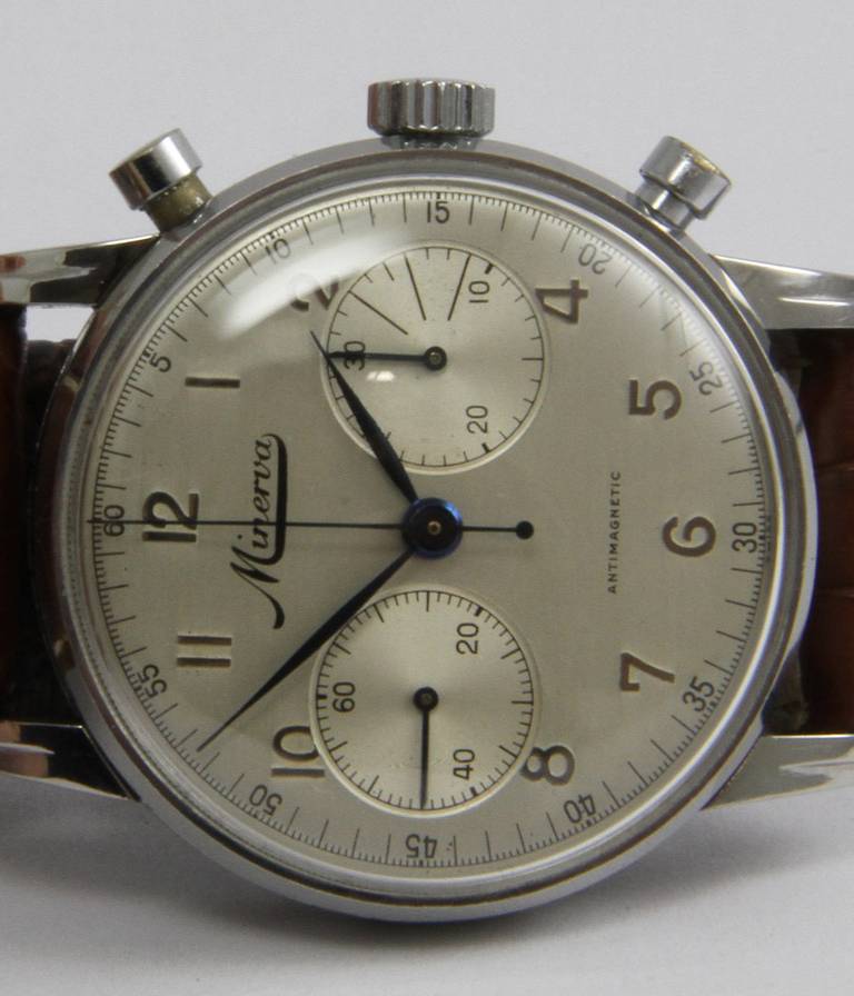 Men's Minerva Stainless Steel Chronograph Wristwatch